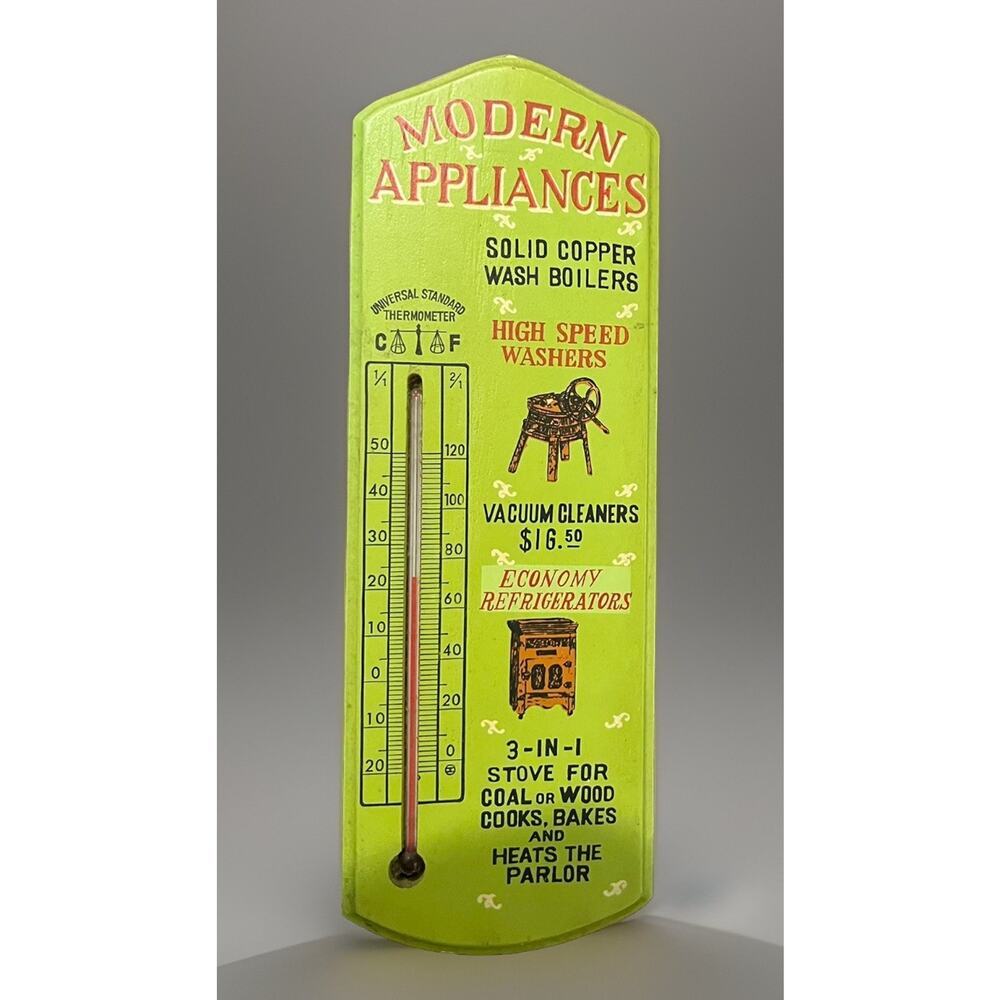 VTG Wood Modern Appliances Boilers Stoves Universal Thermometer Sign Victor Gold